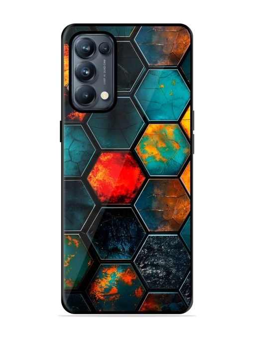 Hexagon Hive Glossy Soft Edge Case for Oppo Reno 5 Pro (5G) Chachhi