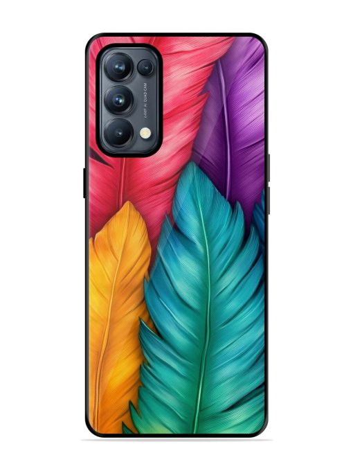 Rainbow Feathers Glossy Soft Edge Case for Oppo Reno 5 Pro (5G) Chachhi