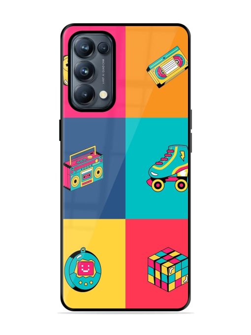 90S Throwback Grid Glossy Soft Edge Case for Oppo Reno 5 Pro (5G) Chachhi