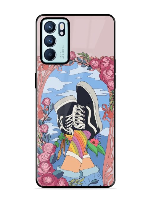 Floral Fantasy Glossy Soft Edge Case for Oppo Reno 6 (5G) Chachhi