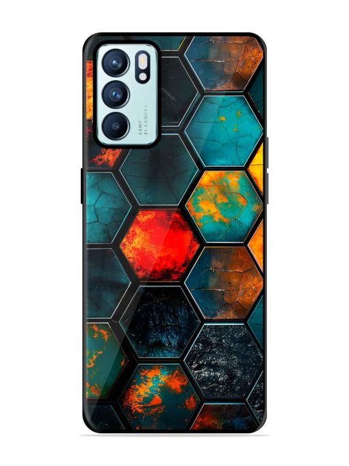 Hexagon Hive Glossy Soft Edge Case for Oppo Reno 6 (5G) Chachhi