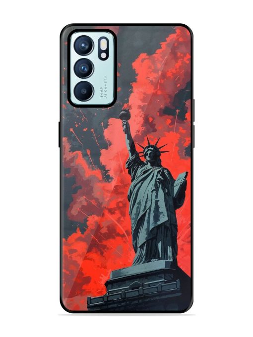 Lady Liberty'S Firework Finale Glossy Soft Edge Case for Oppo Reno 6 (5G) Chachhi