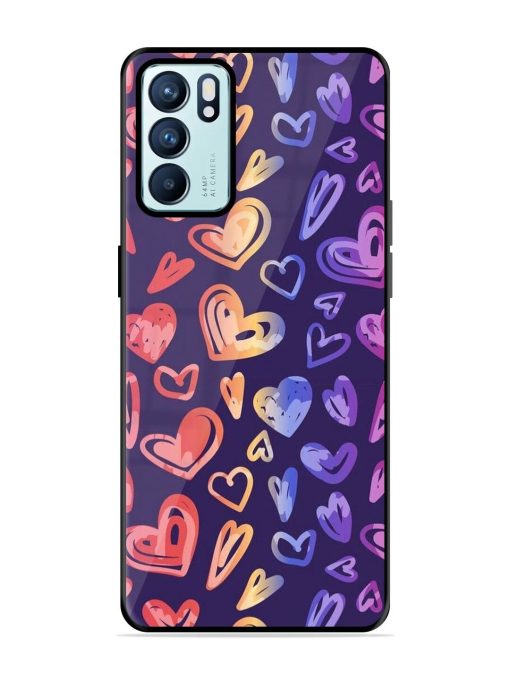 Rainbow Hearts Glossy Soft Edge Case for Oppo Reno 6 (5G)