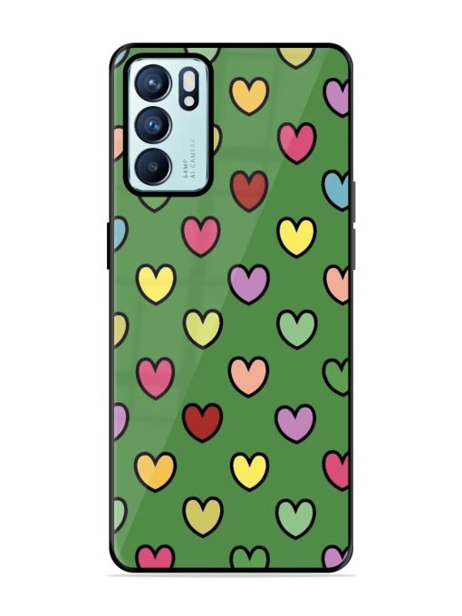 Rainbow Heart Parade Glossy Soft Edge Case for Oppo Reno 6 (5G) Chachhi