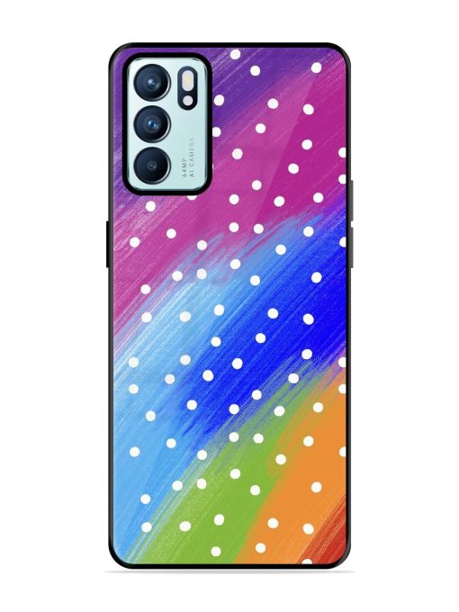 Rainbow Polka Dot Dream Glossy Soft Edge Case for Oppo Reno 6 (5G) Chachhi