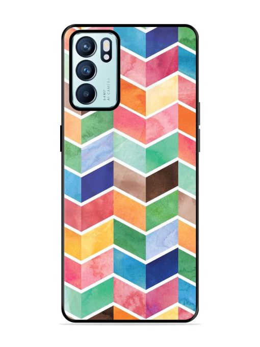 Watercolor Chevron Whimsy Glossy Soft Edge Case for Oppo Reno 6 (5G) Chachhi