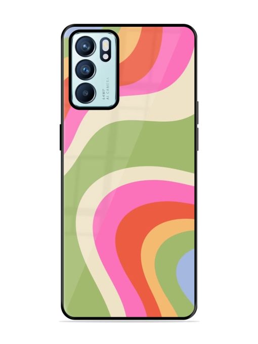 Wavy Rainbow Wonderland Glossy Soft Edge Case for Oppo Reno 6 (5G) Chachhi