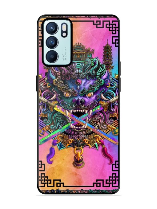 Psychedelic Fu Dog Tapestry Glossy Soft Edge Case for Oppo Reno 6 (5G) Chachhi