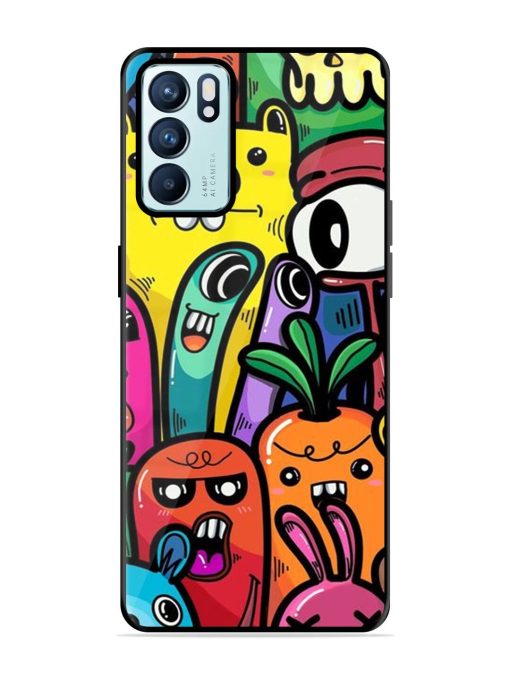 Whimsical Doodle Chaos Glossy Soft Edge Case for Oppo Reno 6 (5G) Chachhi