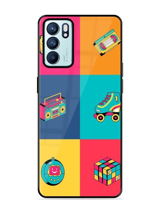 90S Throwback Grid Glossy Soft Edge Case for Oppo Reno 6 (5G) Chachhi