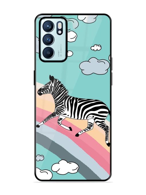 Zebra On A Rainbow Glossy Soft Edge Case for Oppo Reno 6 (5G) Chachhi