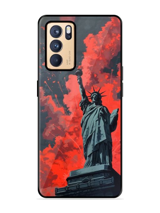 Lady Liberty'S Firework Finale Glossy Soft Edge Case for Oppo Reno 6 Pro (5G)