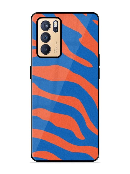 Zebra Stripes In Blue And Orange Glossy Soft Edge Case for Oppo Reno 6 Pro (5G) Chachhi