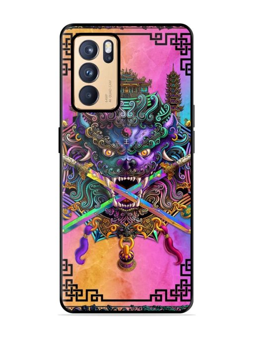 Psychedelic Fu Dog Tapestry Glossy Soft Edge Case for Oppo Reno 6 Pro (5G)