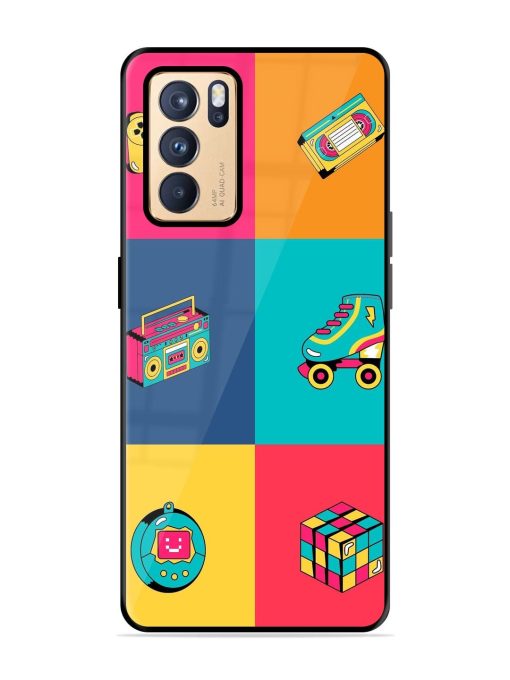 90S Throwback Grid Glossy Soft Edge Case for Oppo Reno 6 Pro (5G) Chachhi