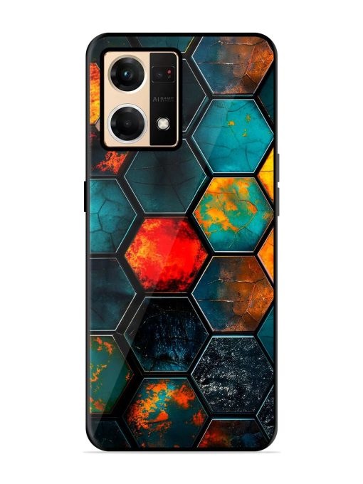 Hexagon Hive Glossy Soft Edge Case for Oppo Reno 7 (4G) Chachhi