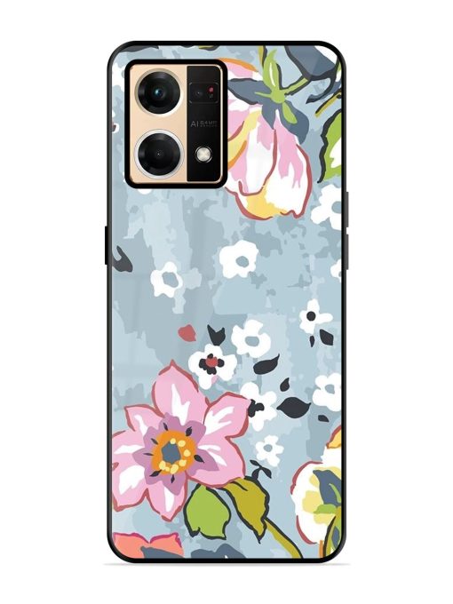 Floral Fantasy Glossy Soft Edge Case for Oppo Reno 7 (4G) Chachhi