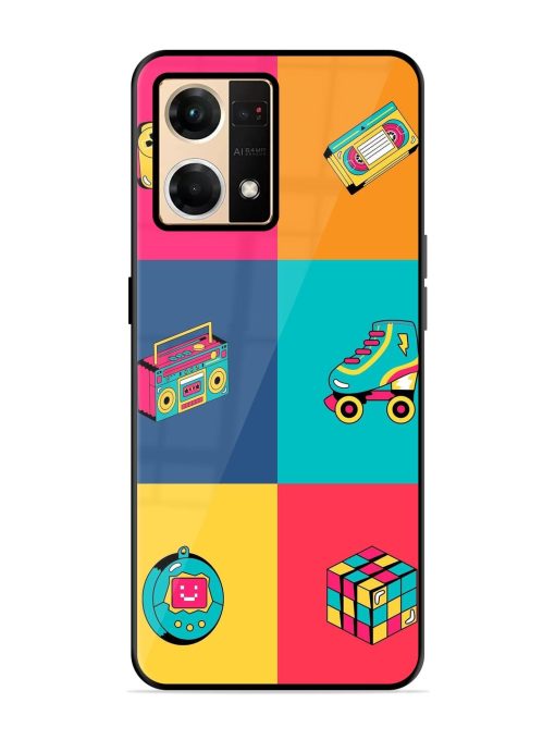 90S Throwback Grid Glossy Soft Edge Case for Oppo Reno 7 (4G) Chachhi