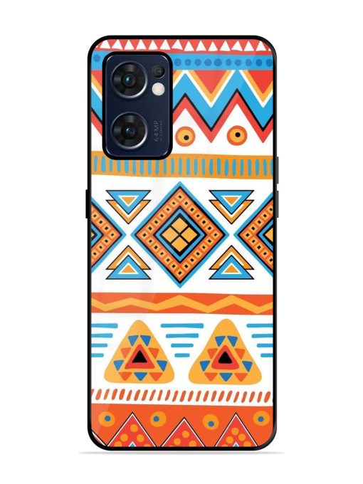 Vibrant Tribal Pattern Glossy Soft Edge Case for Oppo Reno 7 (5G) Chachhi