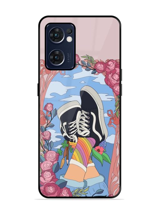 Floral Fantasy Glossy Soft Edge Case for Oppo Reno 7 (5G) Chachhi