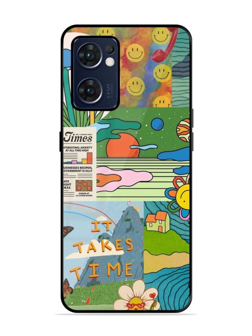 Groovy Vibes Glossy Soft Edge Case for Oppo Reno 7 (5G) Chachhi