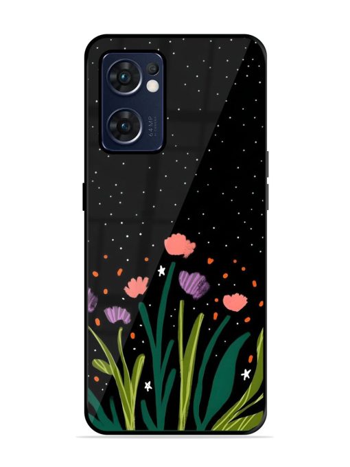 Midnight Bloom Glossy Soft Edge Case for Oppo Reno 7 (5G) Chachhi