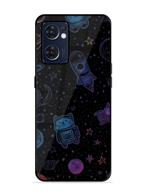 Cosmic Cat Chaos Glossy Soft Edge Case for Oppo Reno 7 (5G) Chachhi