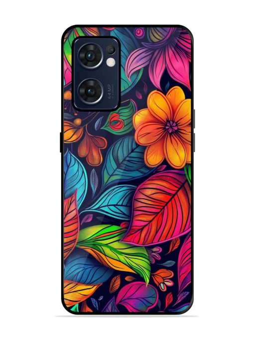 Rainbow Of Blooms Glossy Soft Edge Case for Oppo Reno 7 (5G) Chachhi