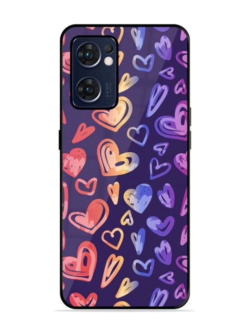 Rainbow Hearts Glossy Soft Edge Case for Oppo Reno 7 (5G) Chachhi