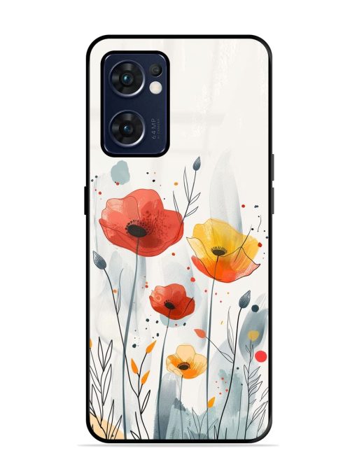 Poppy Fields Glossy Soft Edge Case for Oppo Reno 7 (5G) Chachhi