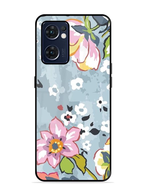 Floral Fantasy Glossy Soft Edge Case for Oppo Reno 7 (5G) Chachhi