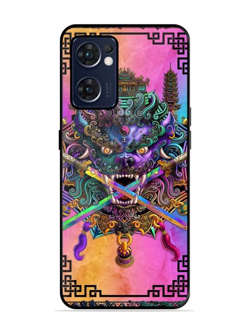 Psychedelic Fu Dog Tapestry Glossy Soft Edge Case for Oppo Reno 7 (5G) Chachhi