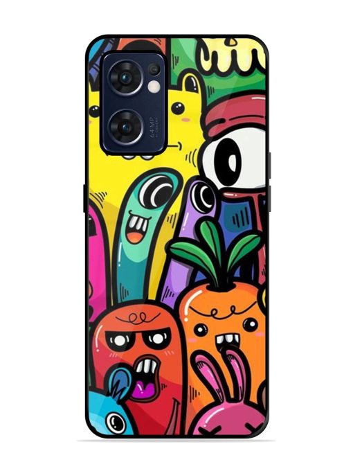 Whimsical Doodle Chaos Glossy Soft Edge Case for Oppo Reno 7 (5G) Chachhi