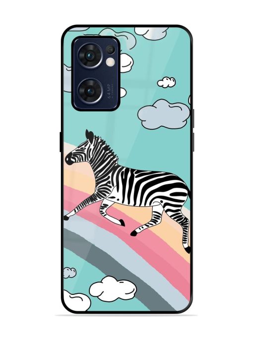 Zebra On A Rainbow Glossy Soft Edge Case for Oppo Reno 7 (5G) Chachhi