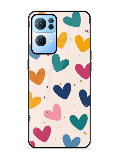 Rainbow Hearts Glossy Soft Edge Case for Oppo Reno 7 Pro (5G) Chachhi