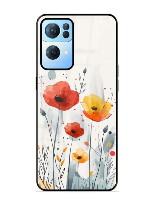 Poppy Fields Glossy Soft Edge Case for Oppo Reno 7 Pro (5G) Chachhi