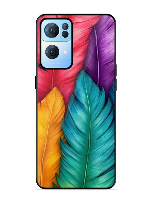 Rainbow Feathers Glossy Soft Edge Case for Oppo Reno 7 Pro (5G) Chachhi