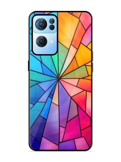 Stained Glass Kaleidoscope Of Colors Glossy Soft Edge Case for Oppo Reno 7 Pro (5G) Chachhi