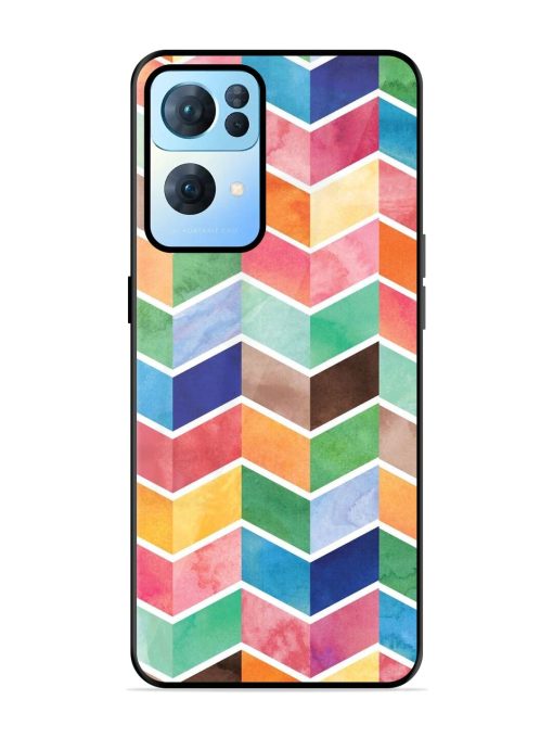 Watercolor Chevron Whimsy Glossy Soft Edge Case for Oppo Reno 7 Pro (5G) Chachhi