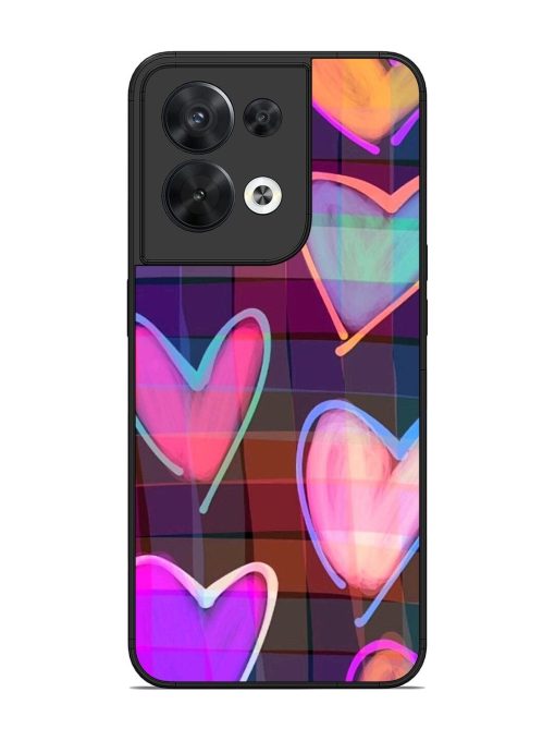 Neon Hearts Glossy Soft Edge Case for Oppo Reno 8 (5G) Chachhi