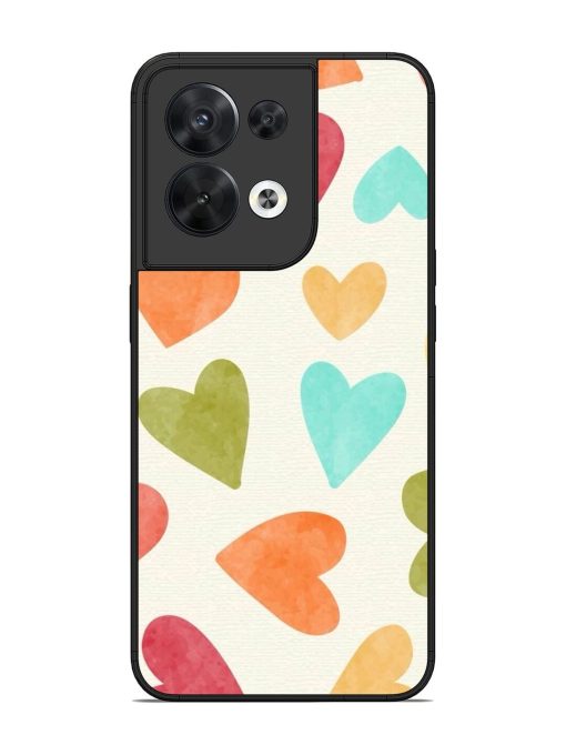 Watercolor Hearts Glossy Soft Edge Case for Oppo Reno 8 (5G) Chachhi