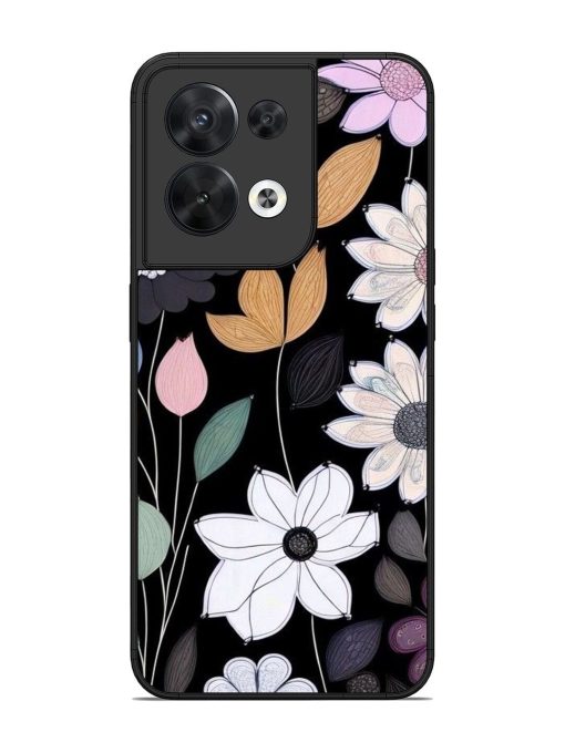 Whimsical Blooms On Black Glossy Soft Edge Case for Oppo Reno 8 (5G) Chachhi