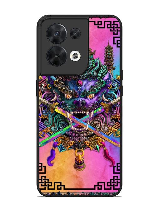 Psychedelic Fu Dog Tapestry Glossy Soft Edge Case for Oppo Reno 8 (5G) Chachhi