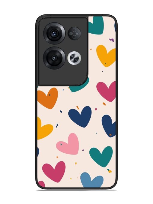 Rainbow Hearts Glossy Soft Edge Case for Oppo Reno 8 Pro (5G) Chachhi