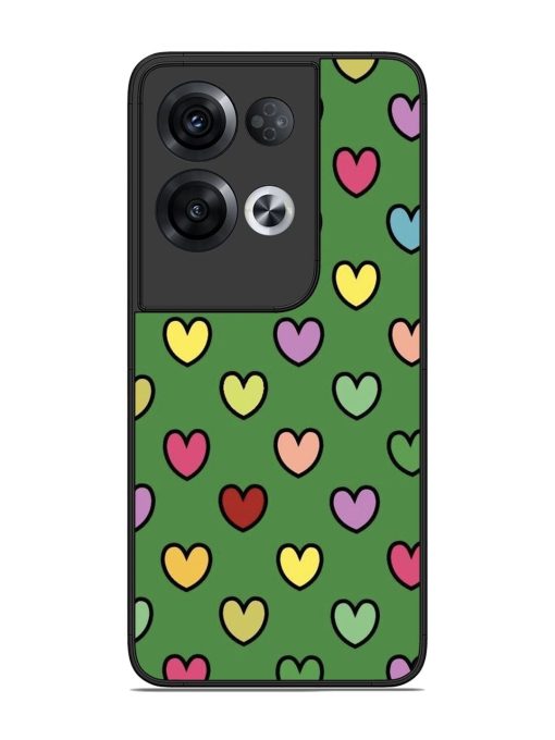 Rainbow Heart Parade Glossy Soft Edge Case for Oppo Reno 8 Pro (5G) Chachhi