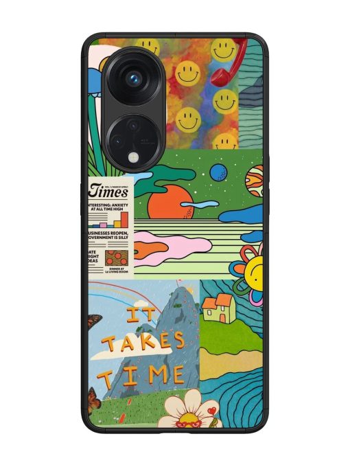 Groovy Vibes Glossy Soft Edge Case for Oppo Reno 8T (5G) Chachhi