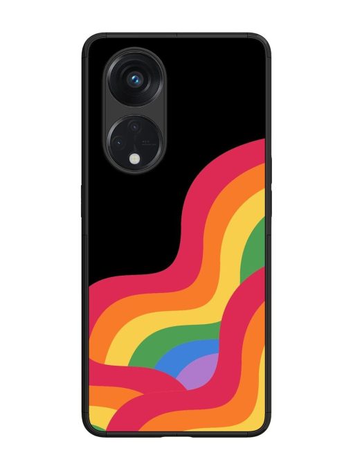 Wavy Rainbow Glossy Soft Edge Case for Oppo Reno 8T (5G) Chachhi