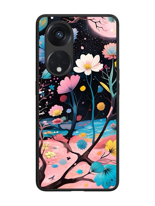 Cosmic Bloom Glossy Soft Edge Case for Oppo Reno 8T (5G) Chachhi