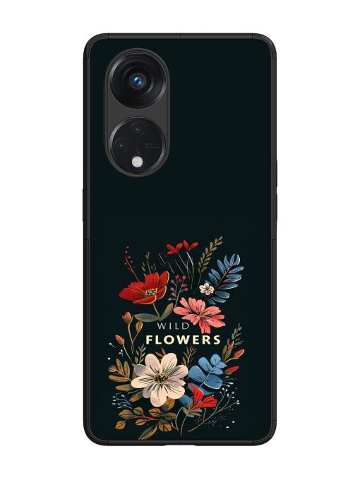 Dark Floral Glossy Soft Edge Case for Oppo Reno 8T (5G) Chachhi