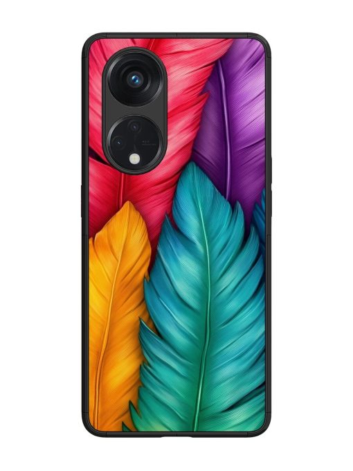 Rainbow Feathers Glossy Soft Edge Case for Oppo Reno 8T (5G) Chachhi